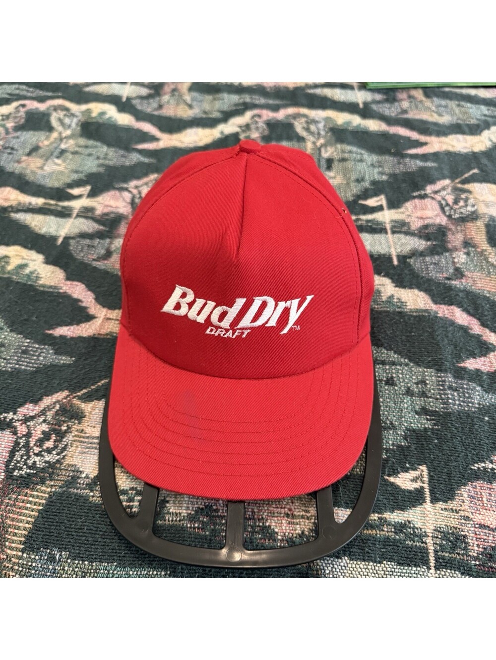Vintage 80s/90s Bud Dry Red Stylemaster Snapback Baseball Cap USA OSFA